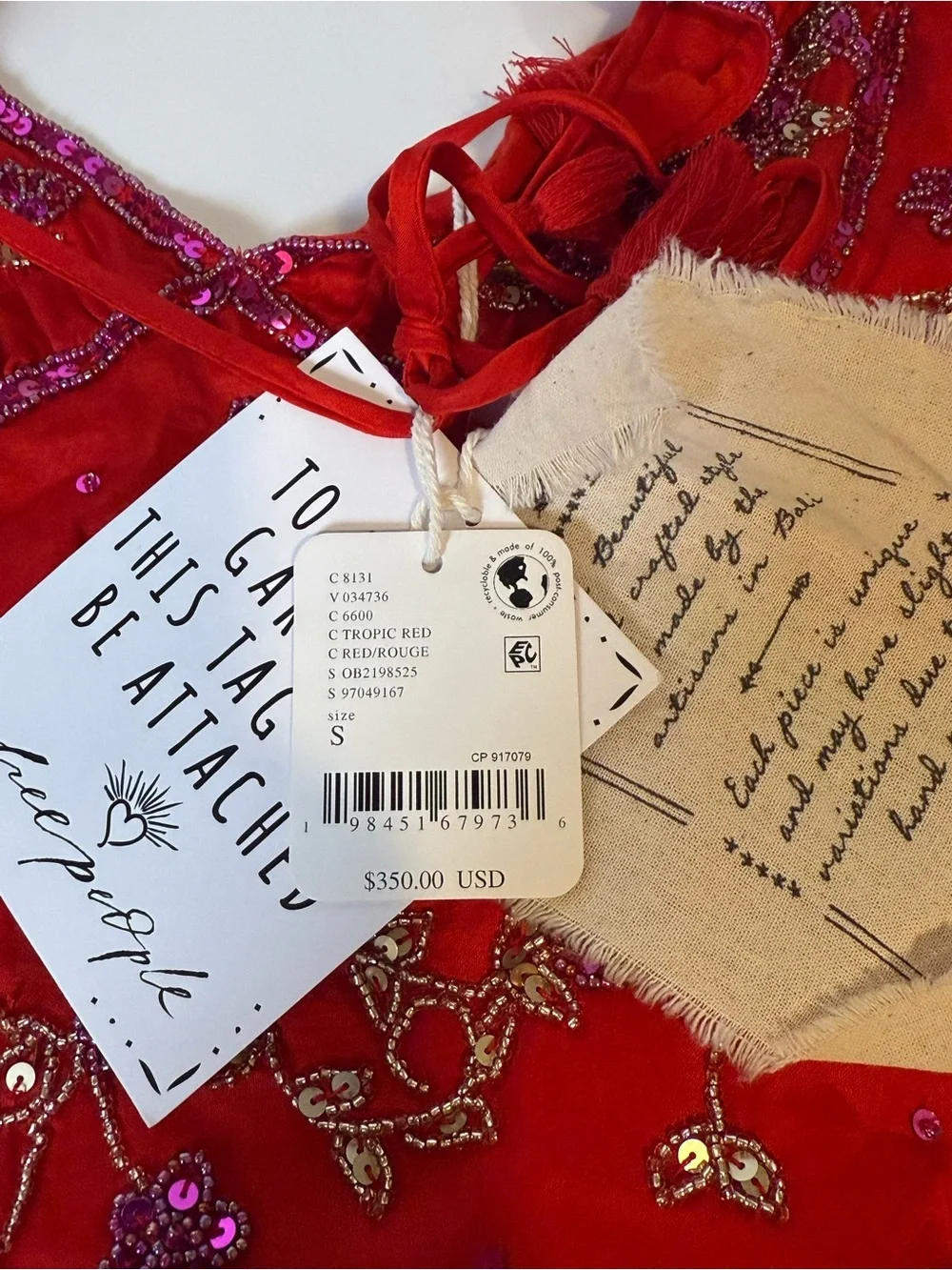 Free people red beaded fairy core dress